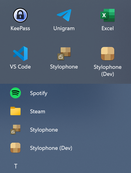 Comparison of the icons in the new Win11 Start Menu